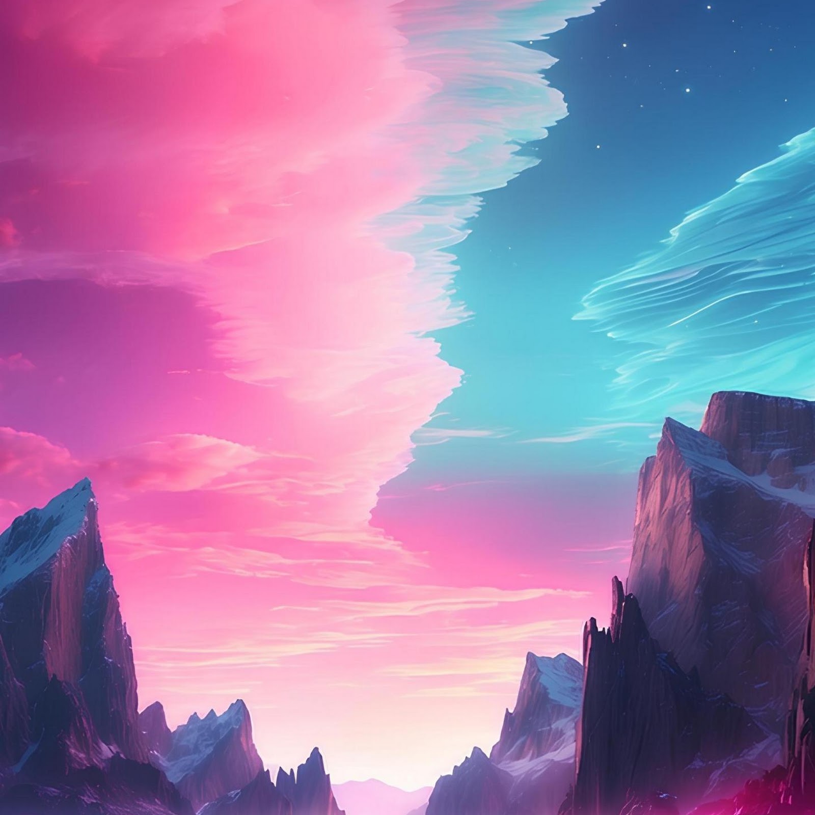 Download Surreal Neon Mountain Coast 2K iPhone