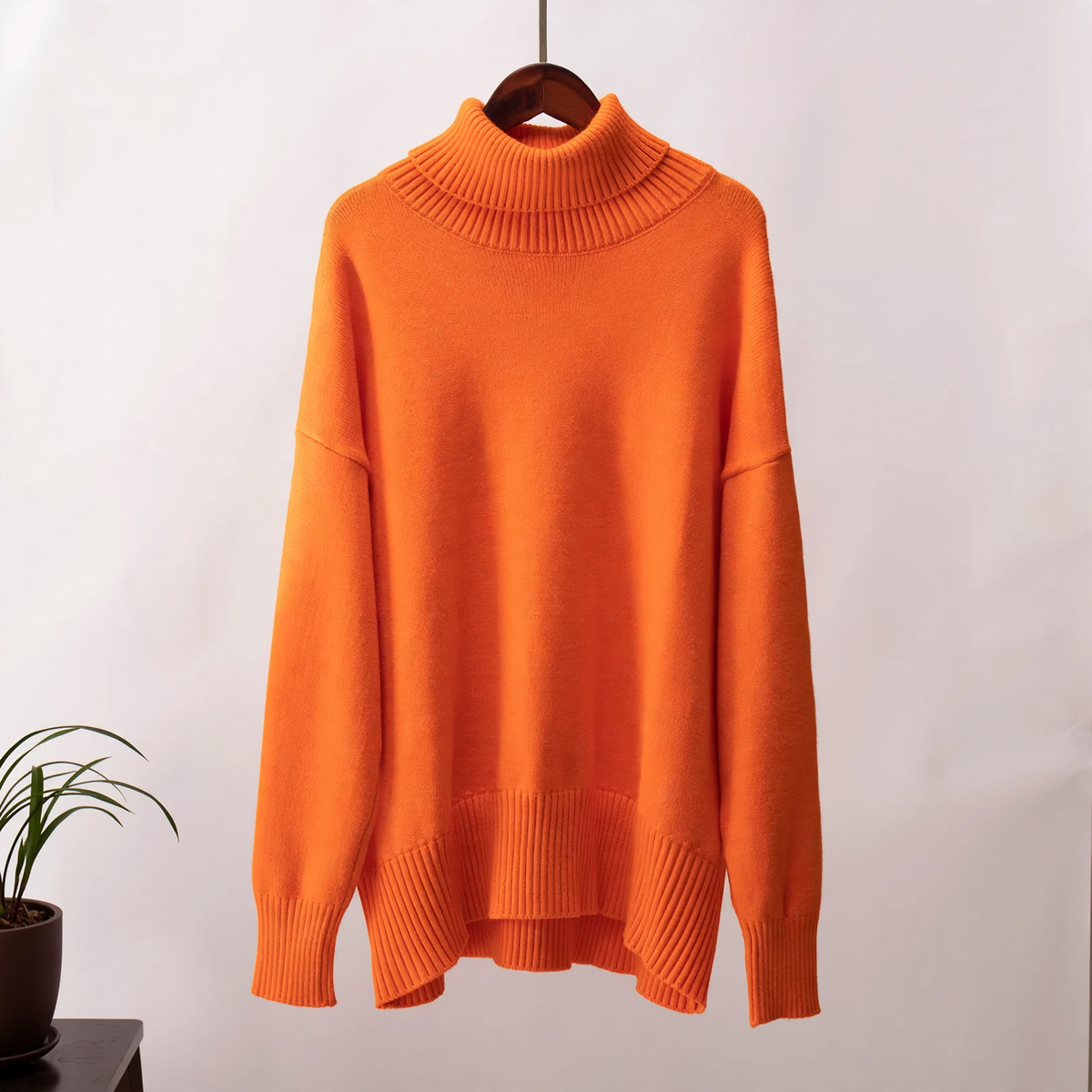 Elegant loose women's turtleneck sweater