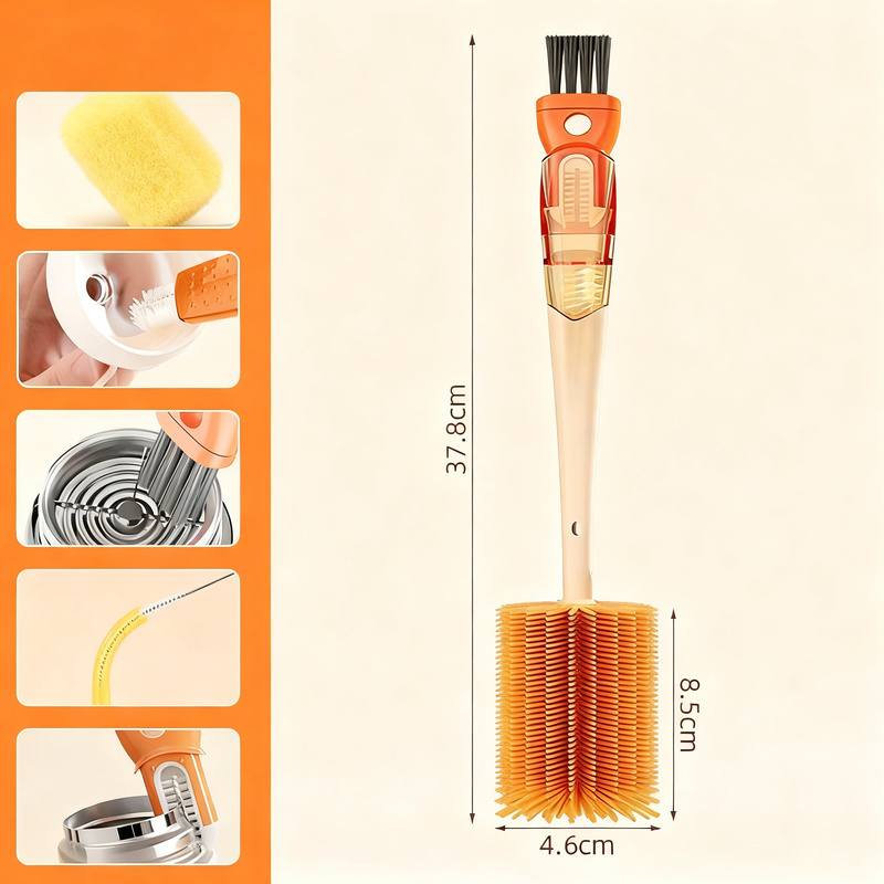 Multipurpose cleaning brush for bottles and cups