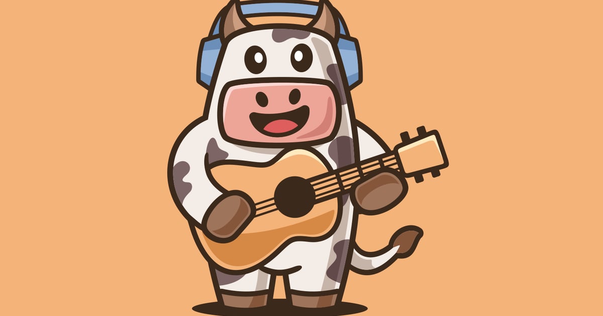 Cartoon Cow playing Acoustic Guitar Free Download – Envato Elements