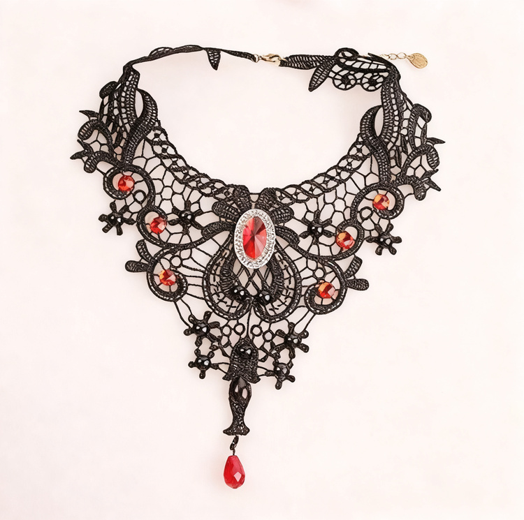 Choker-Halskette aus Stoff, schwarz, rot oder weiß