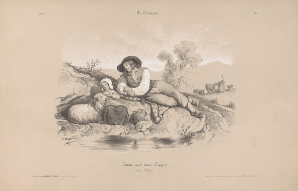 Shepherd with girl at a pond 1844 1845