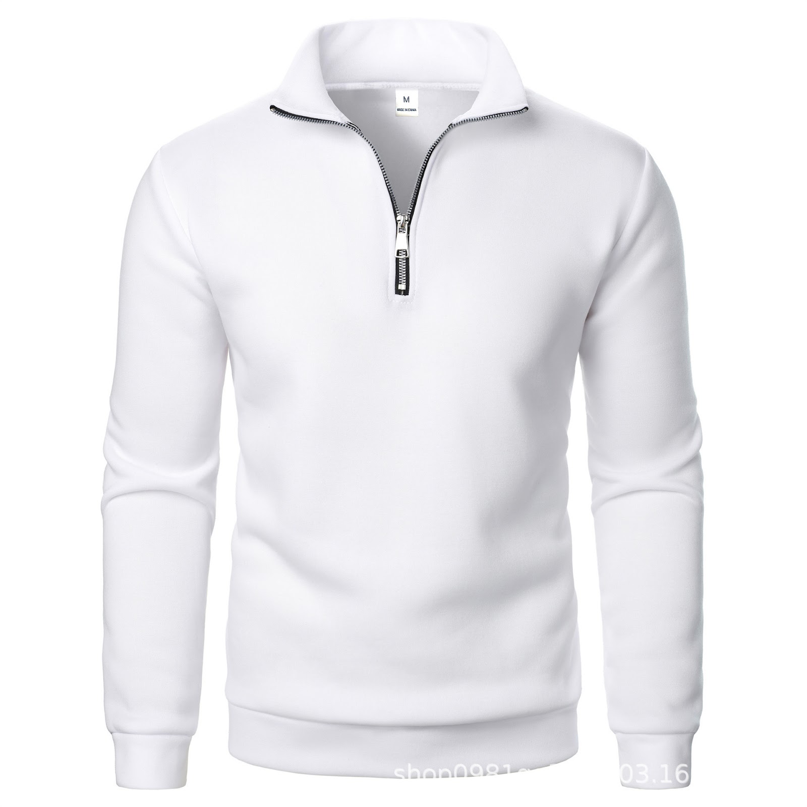 Gefüttertes Stehkragen-Sweatshirt mit Viertel-Reißverschluss