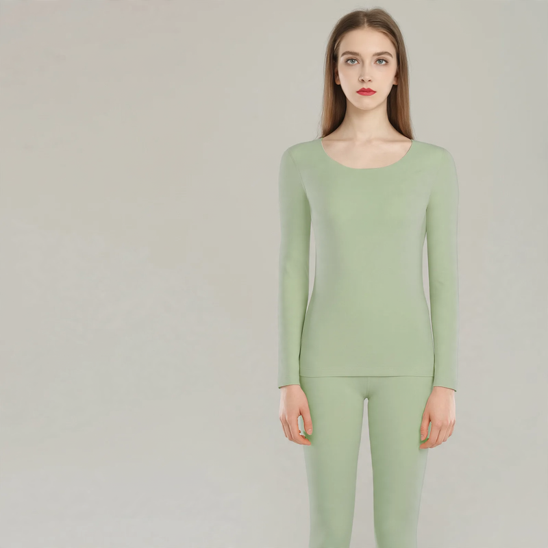 Women's thermal underwear set, lined, round neckline