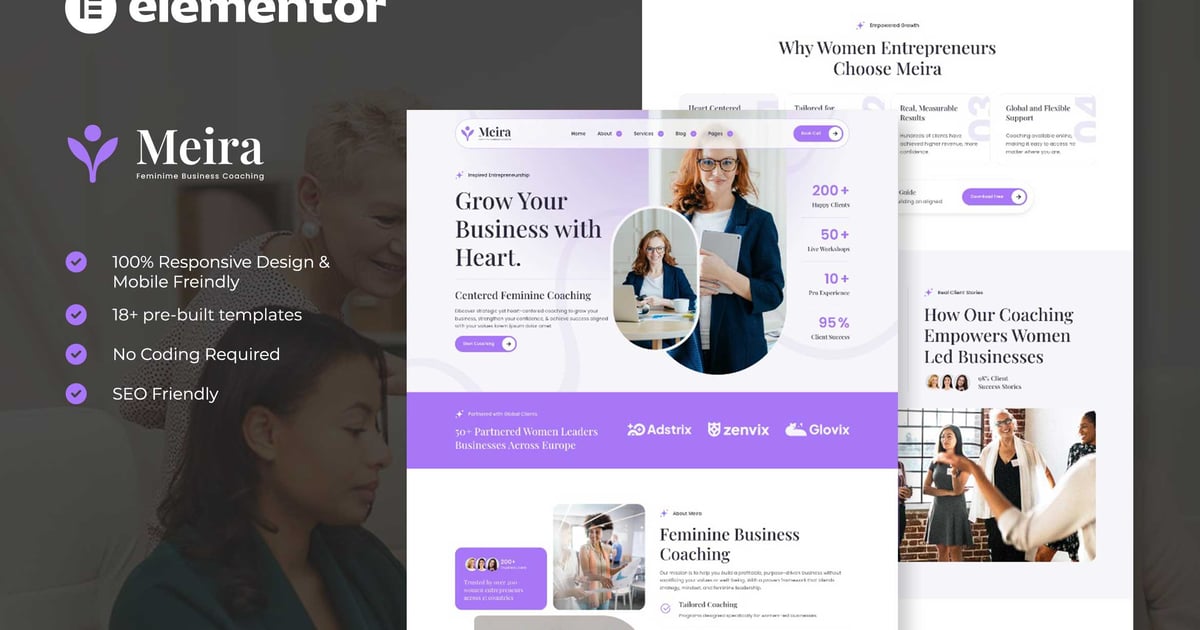 Meira – Feminime Business Coaching Elementor Template Kits Free Download – Envato Elements