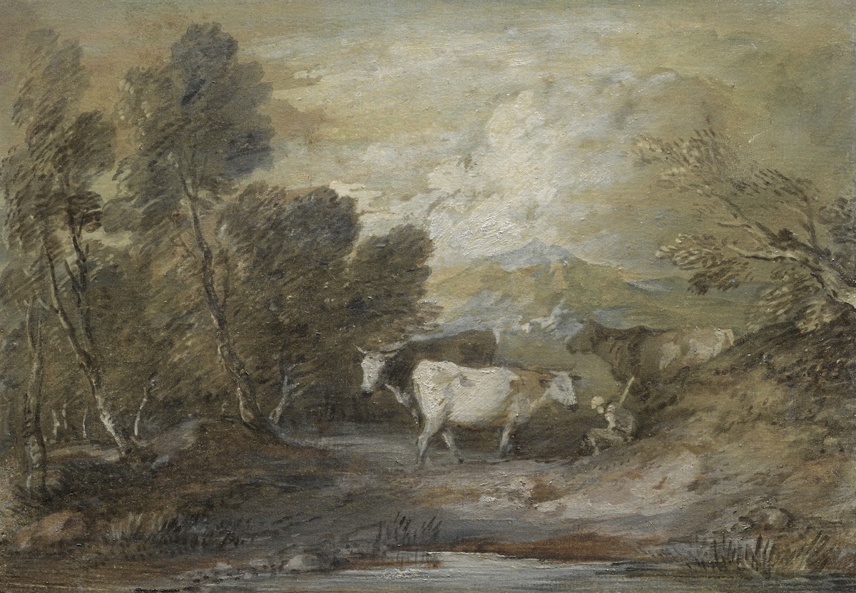 A Herdsman with Three Cows by an Upland Pool mid 1780s