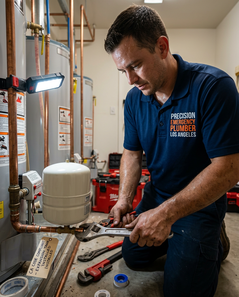 What is the plumbing code for expansion tanks in California?