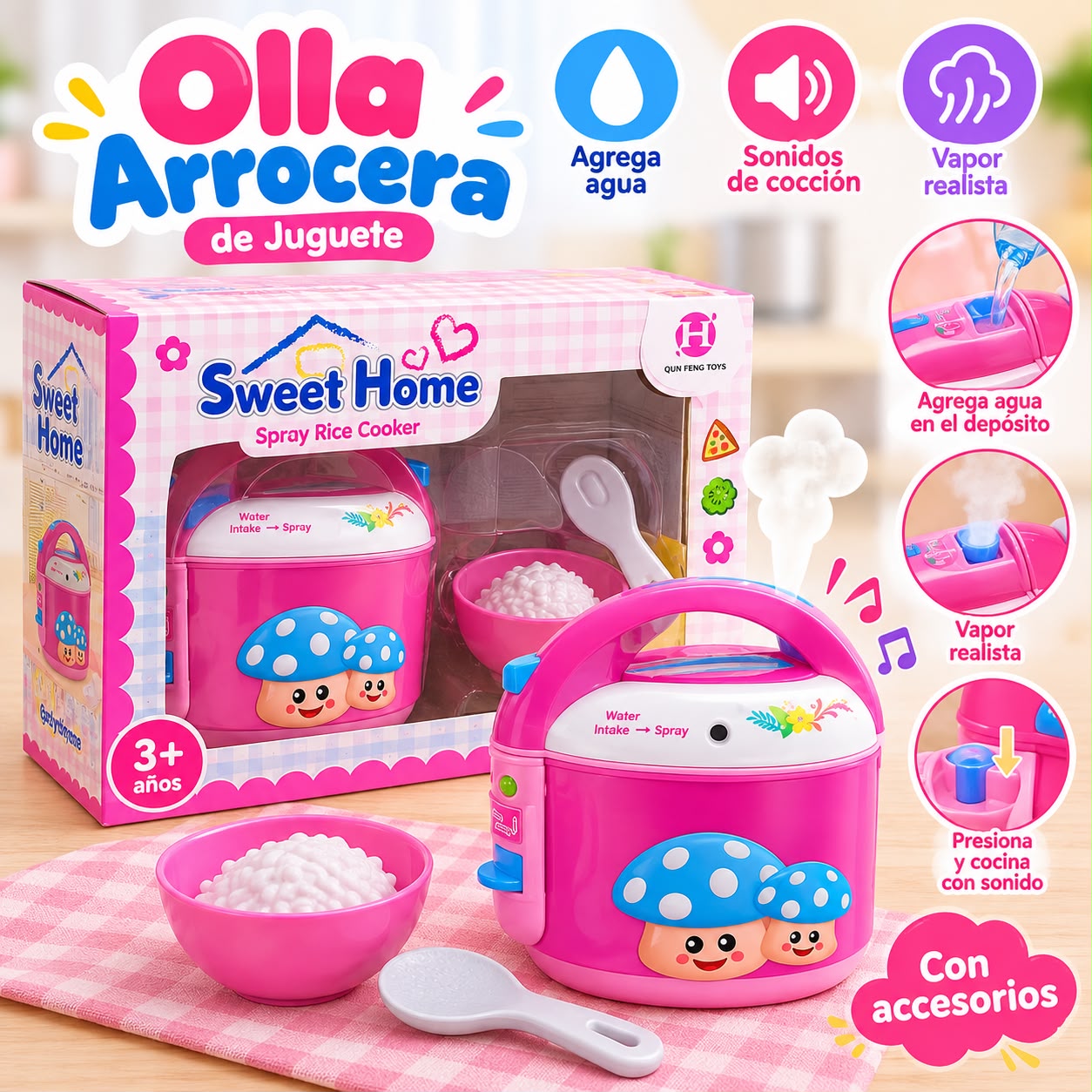 Olla arrocera de juguete Sweet Home con vapor y sonidos