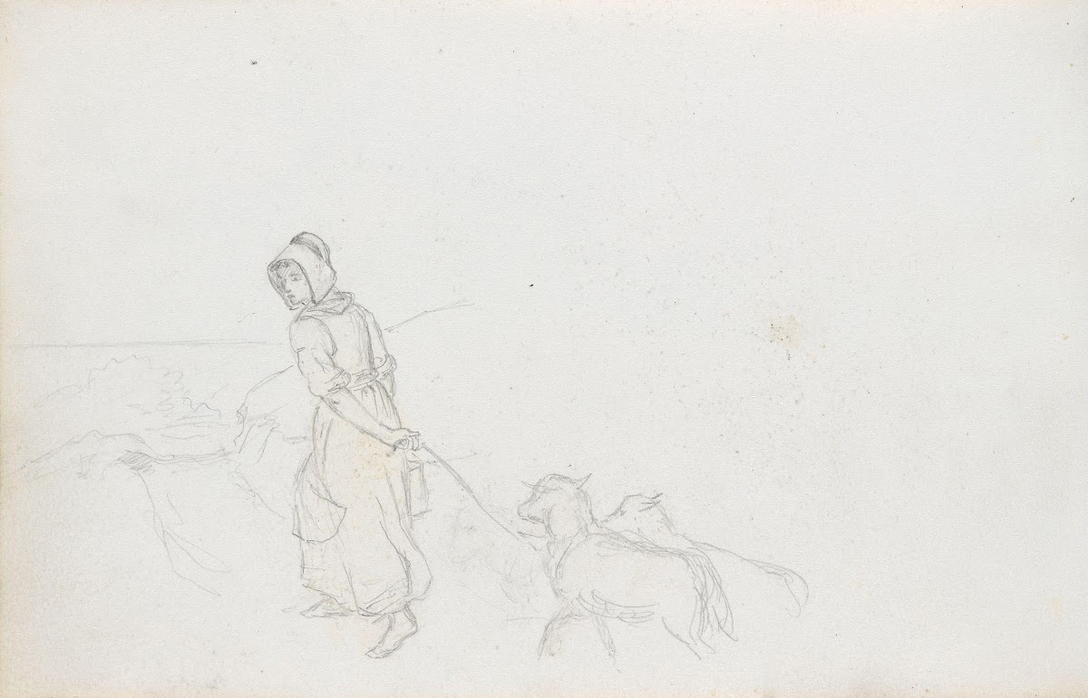 Ung kvinne med hunder Rügen 1881