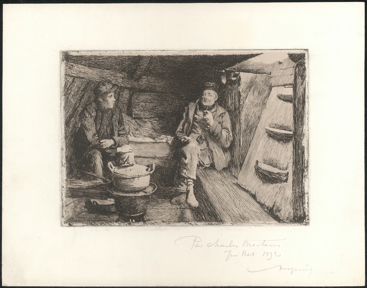 Twee vissers in een kajuit 1892