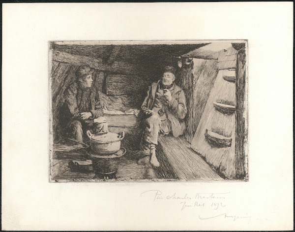 Twee vissers in een kajuit 1892