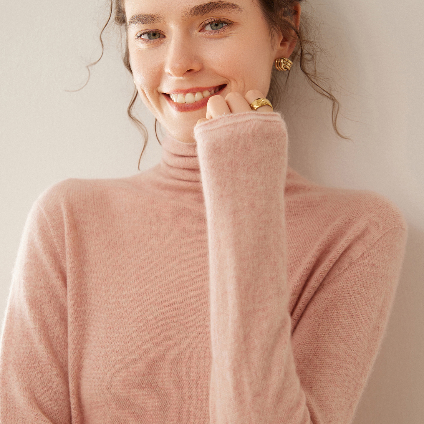 Soft Cashmere Sweater with High Collar