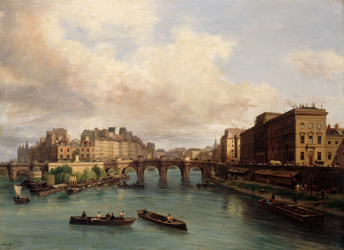 LIle de la Cité et le quai Conti vus de la passerelle des Arts 1832