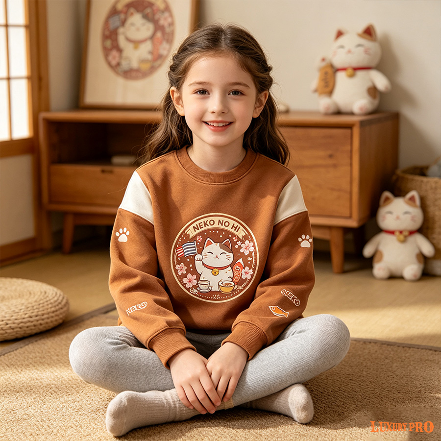 AOP YF Kids Crew Neck Sweatshirt‑Japanese Fabric