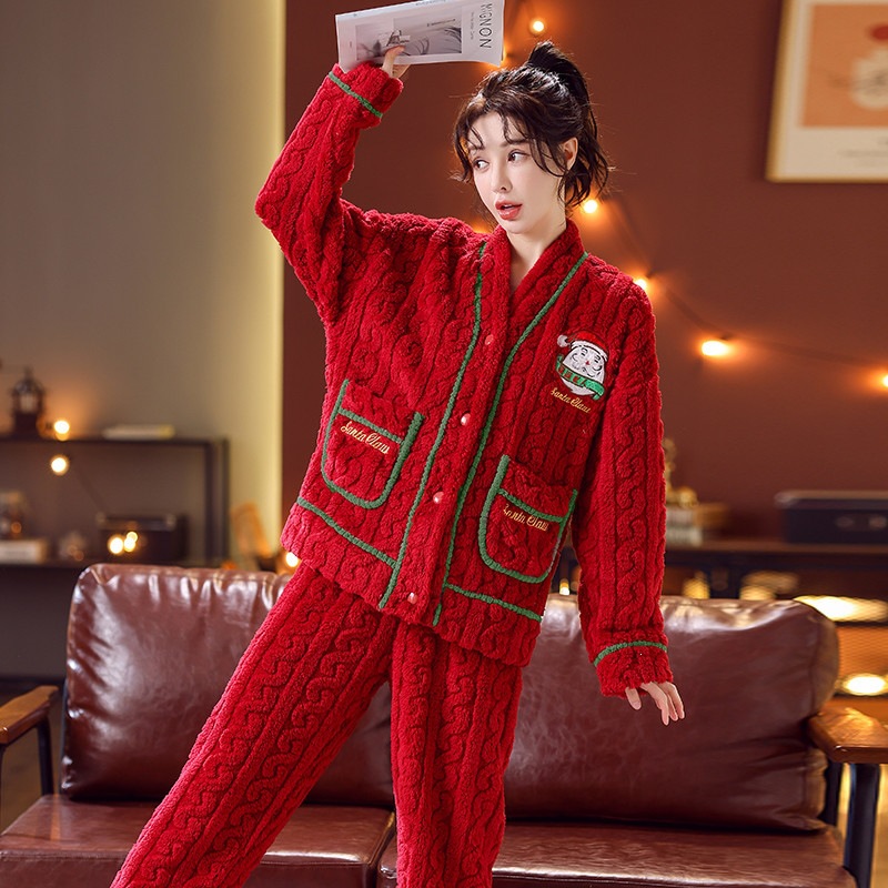 Women’s Christmas Pajamas, Flannel, V-Neck