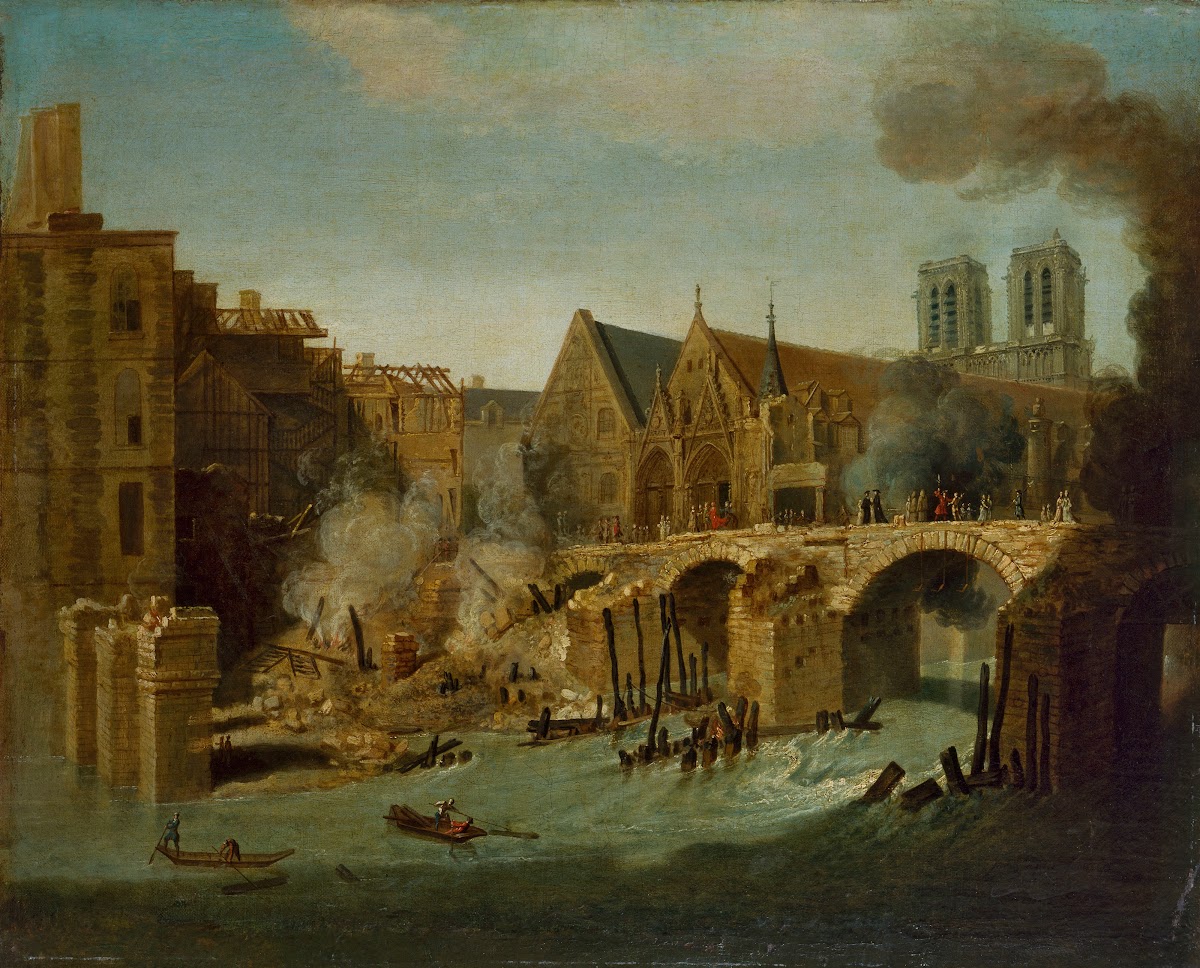 Le Petit Pont après lincendie de 1718 1718