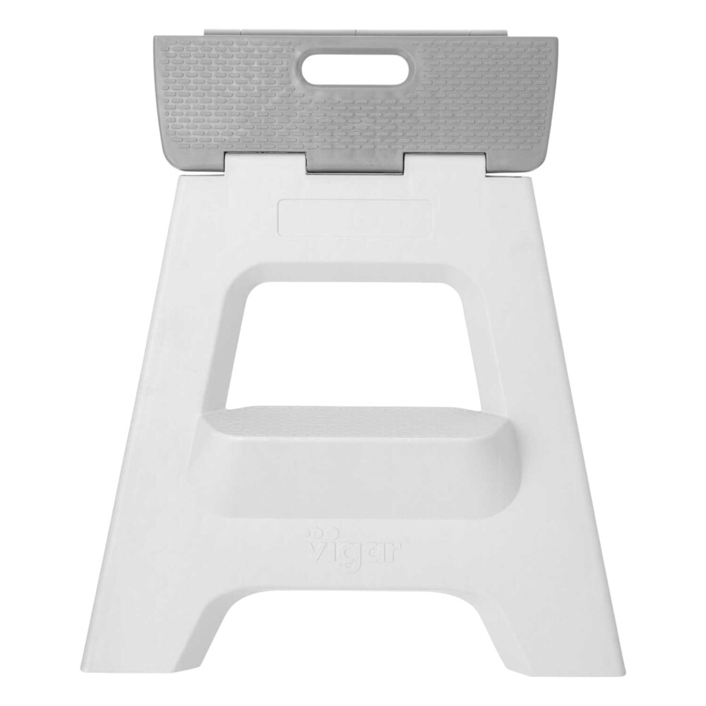 Banco plegable de dos peldaños Zense™ Córdoba para 150 kg, color gris