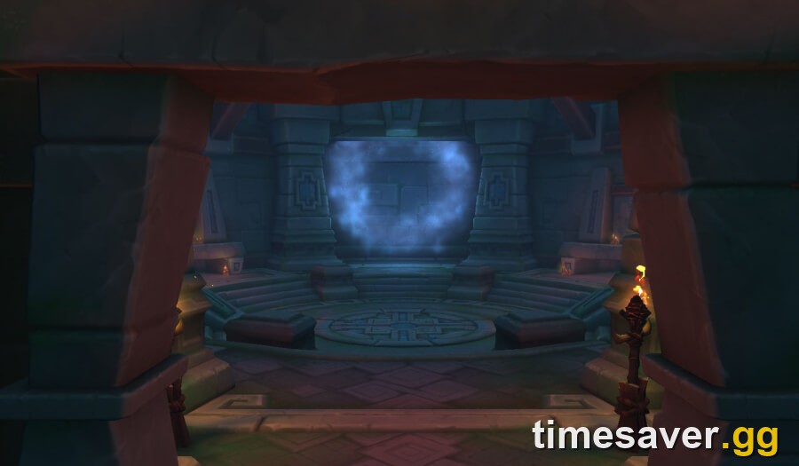 The troll-temple interior of Den of Nalorakk, one of the eight Mythic+ dungeons in WoW Midnight Season 2