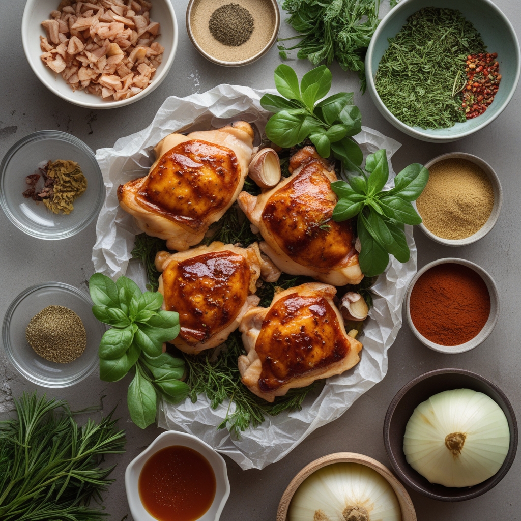 Ingredients for Easy Baked BBQ Chicken Thighs Recipe – Juicy & Crispy Homemade Dinner