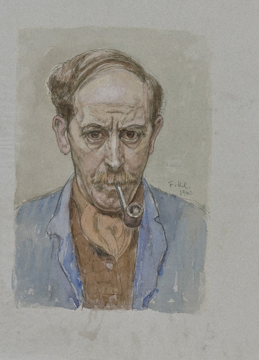 Self portrait with pipe 1940