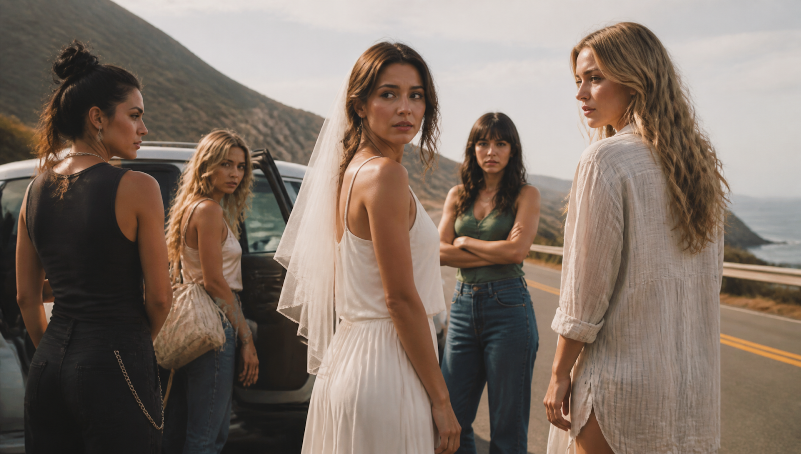 Cast of All the Truth in My Lies in a tense road-trip moment for the Netflix series review