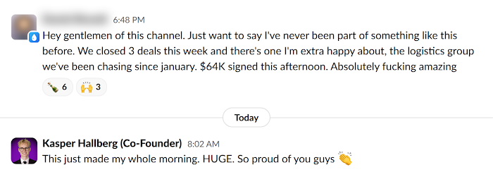Client message in Slack