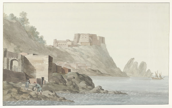 Rots en stad Scilla in de regio Calabrië aan de oostkust 1778