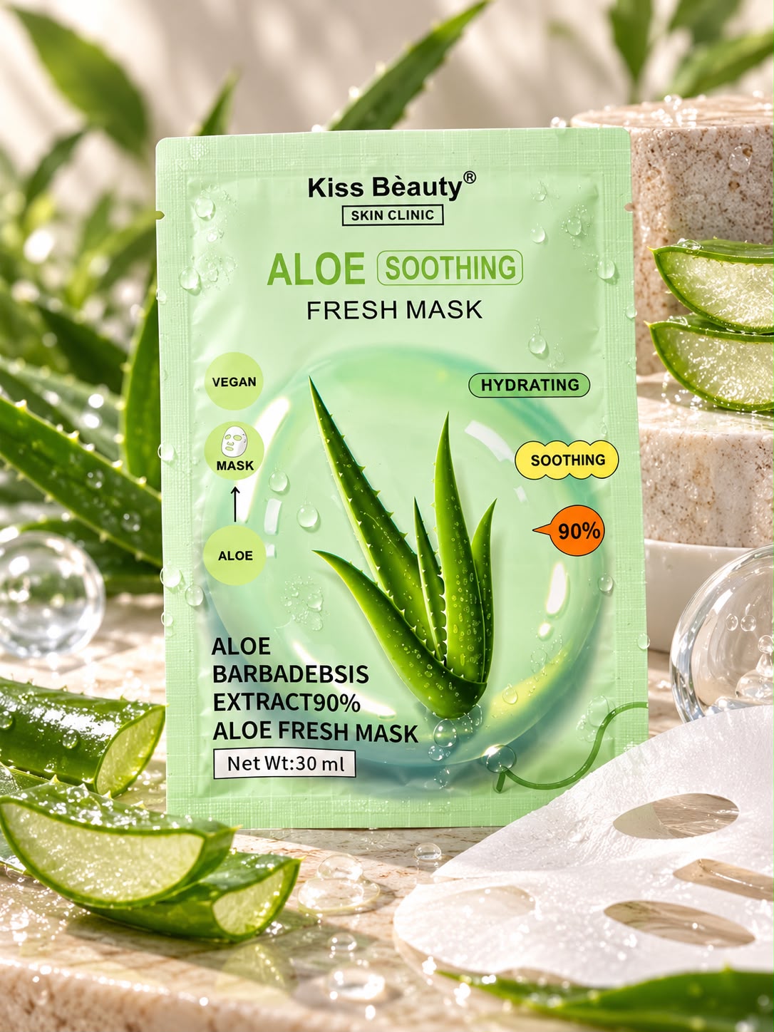 Mascarilla facial de aloe vera refrescante Kiss Beauty