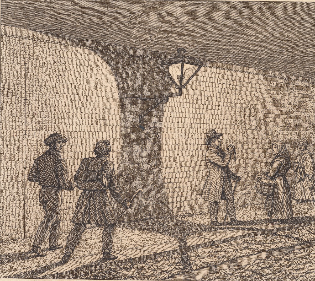 Gadescene ved lygteskin Illustration til Linearperspectiven  Tavle VIII