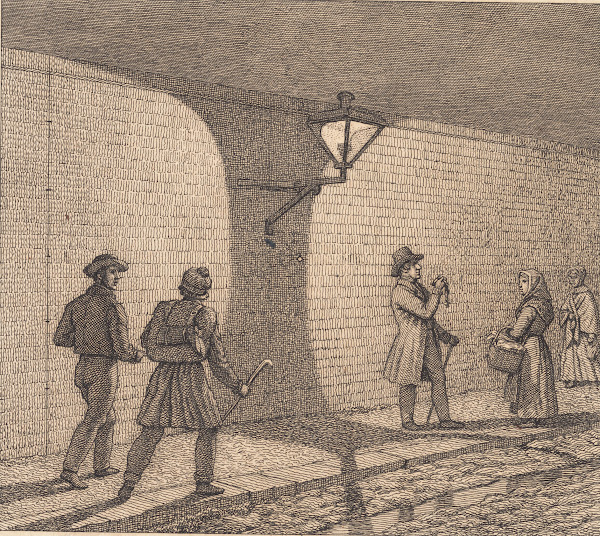 Gadescene ved lygteskin Illustration til Linearperspectiven  Tavle VIII