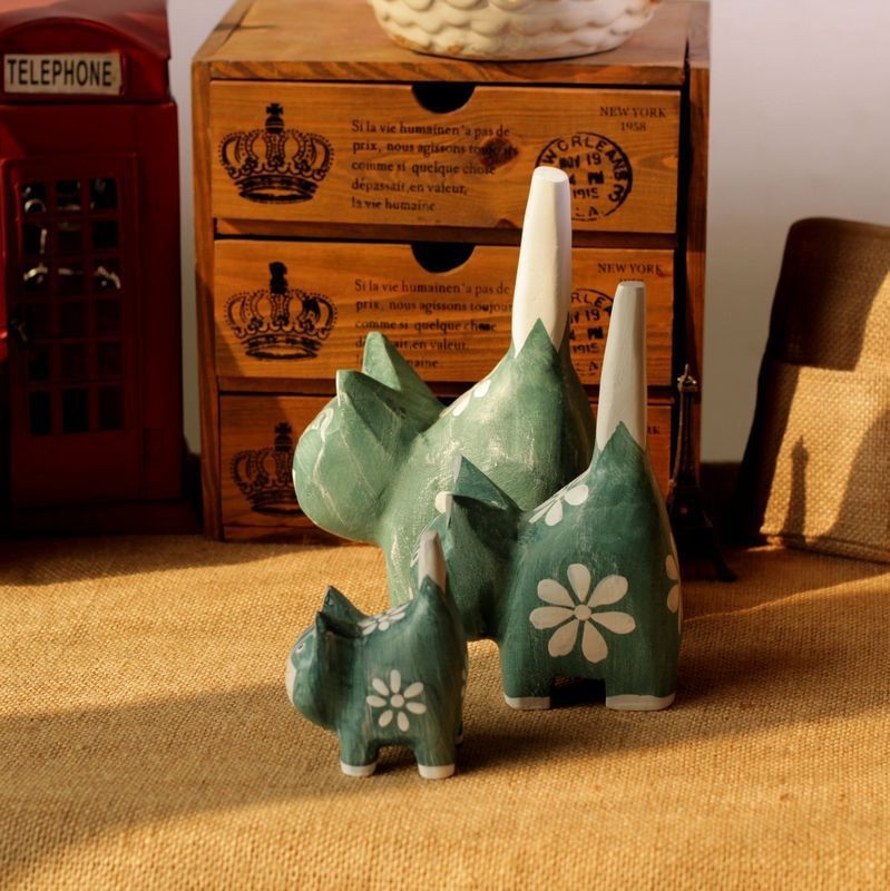 Nordische Holz-Katzenfiguren, 3er-Set, Kiefer