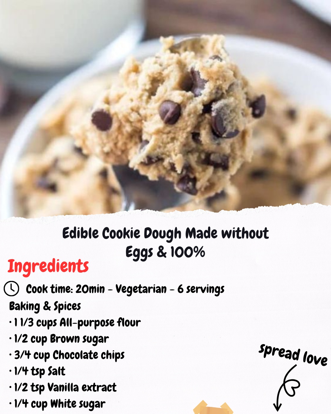 Edible Cookie Dough Made without Eggs & 100%