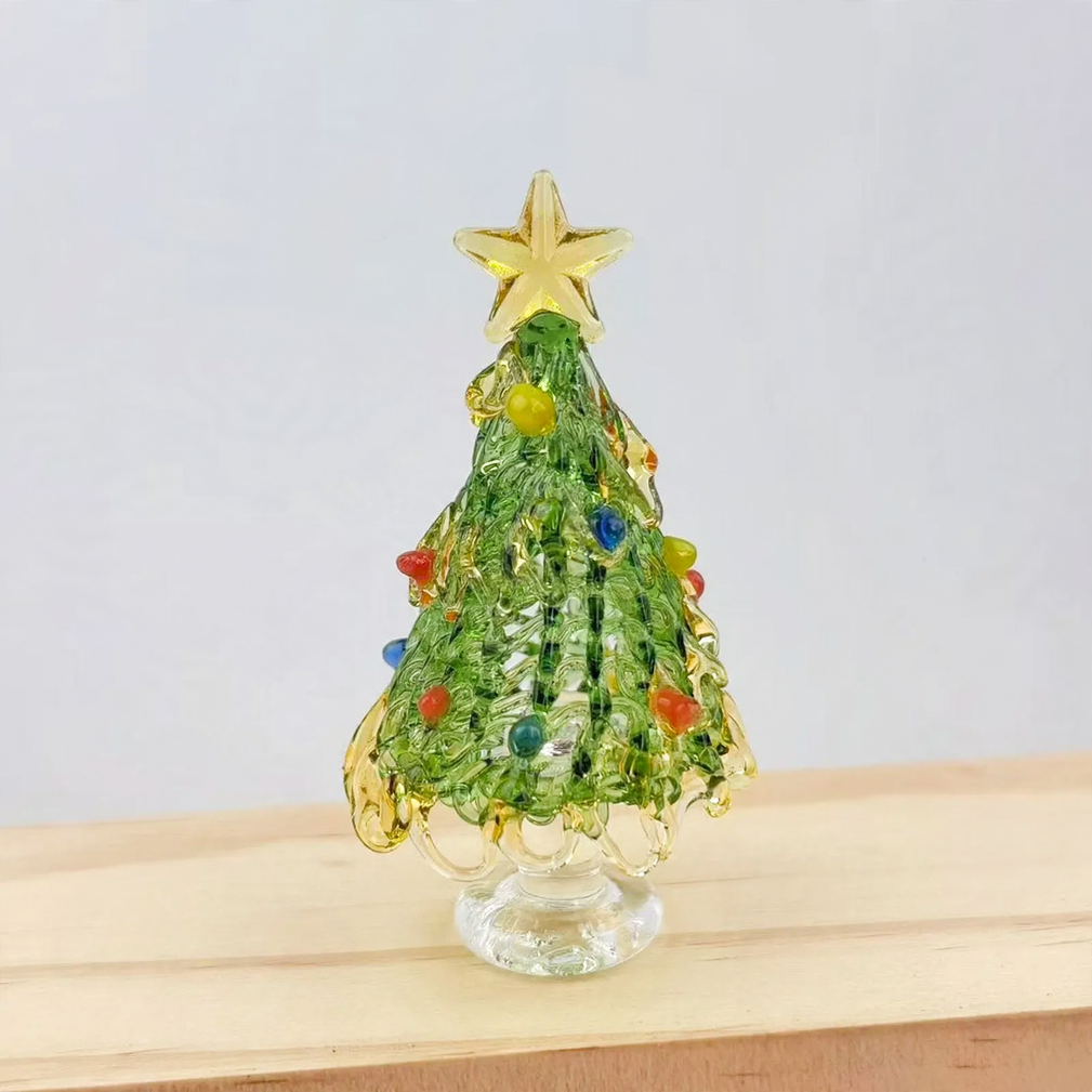Mini glass Christmas tree, decorative table figure