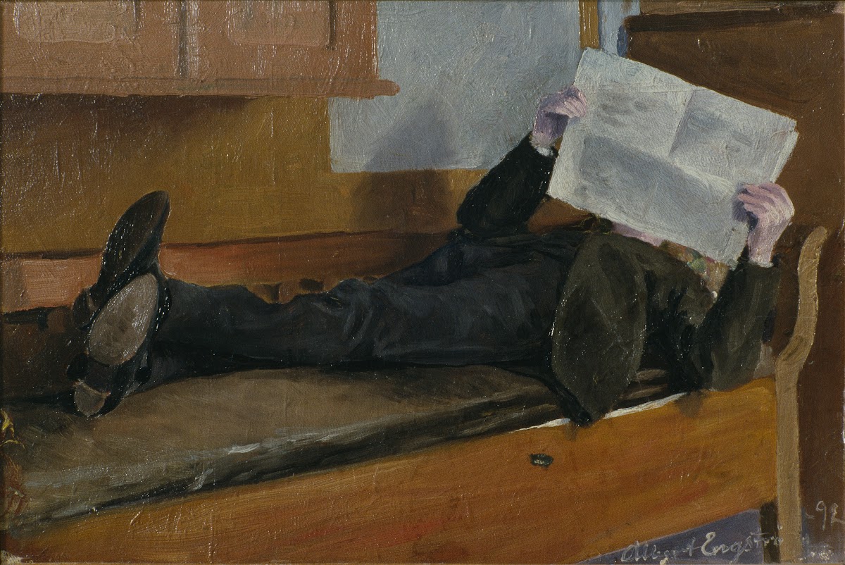 The Artists Father Reading a Newspaper 1892