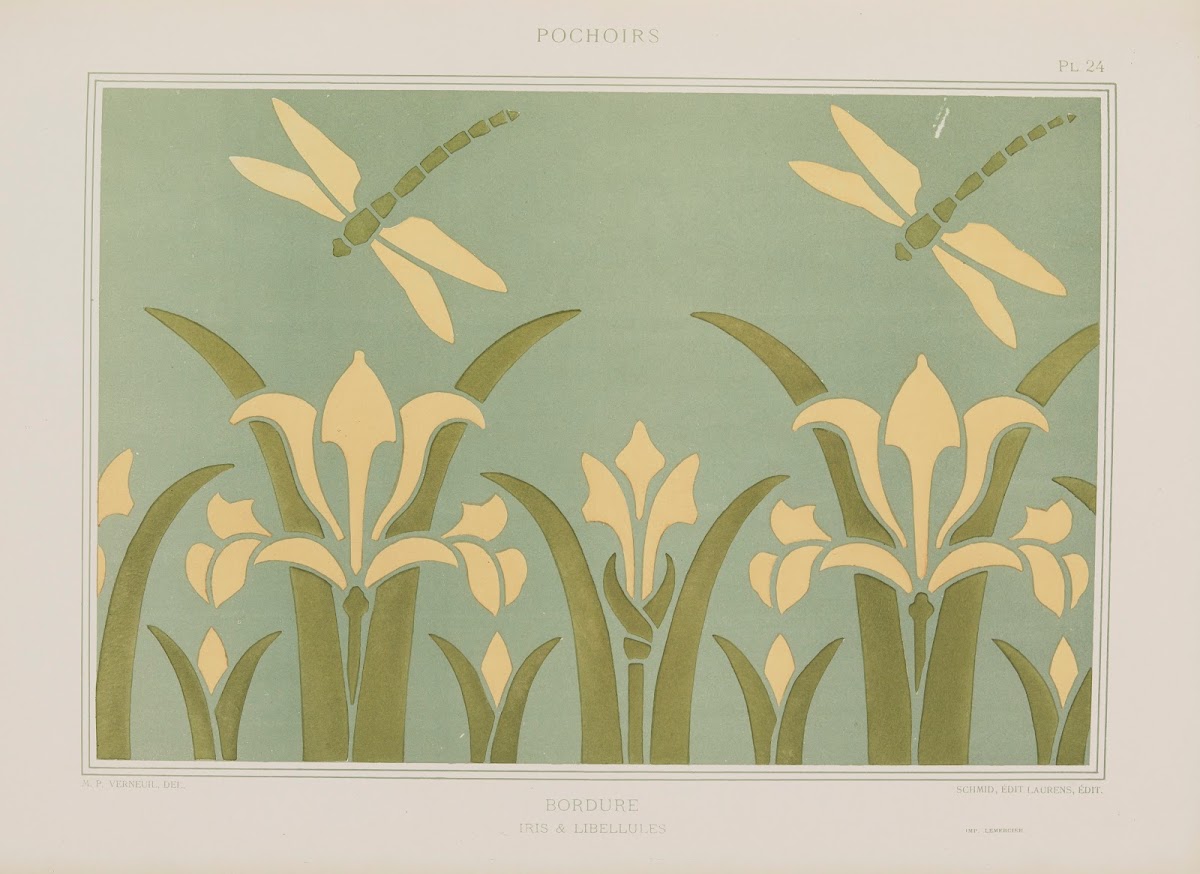 Bordure Iris  libellules 1898