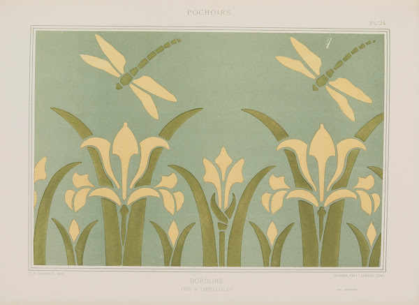 Bordure Iris  libellules 1898