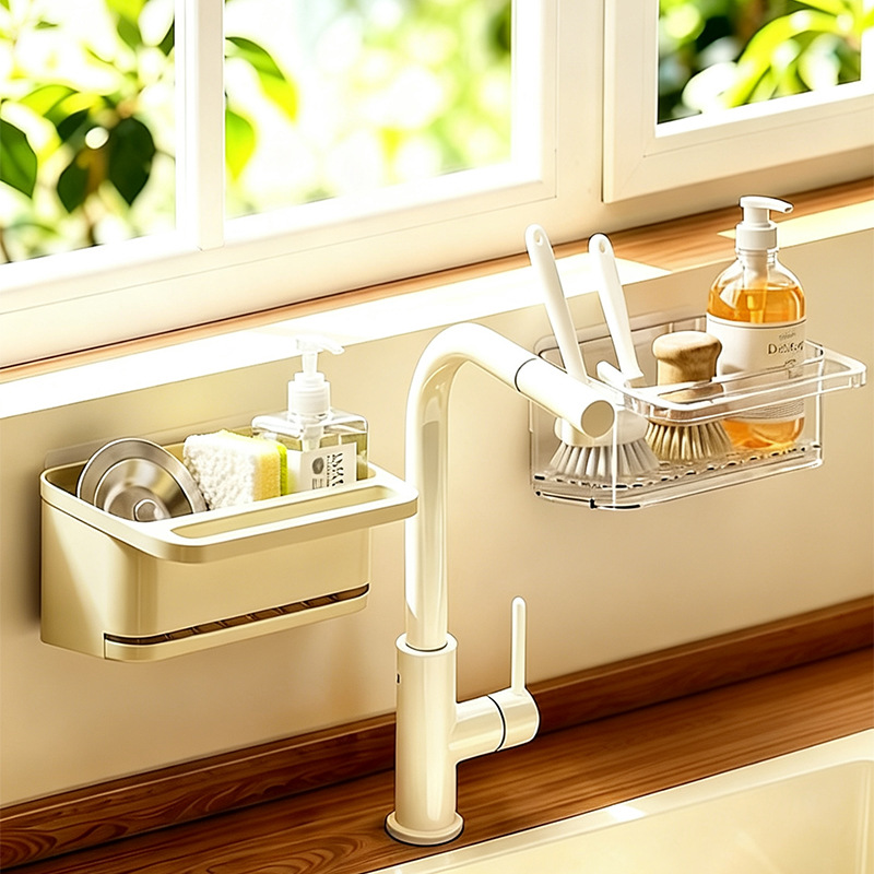 Wall-Mounted Sink Shelf with Draining Area