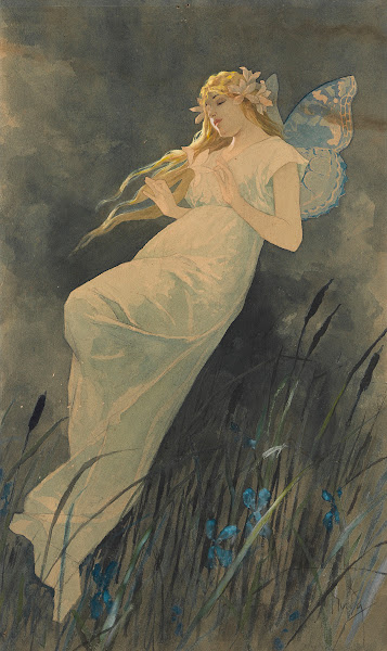 Elfe mit Irisblüten Ca 1885 1890