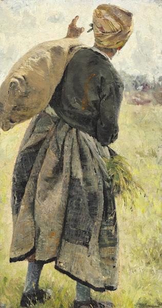 Kvinde med kartoffelsæk Écouen Frankrig 1889