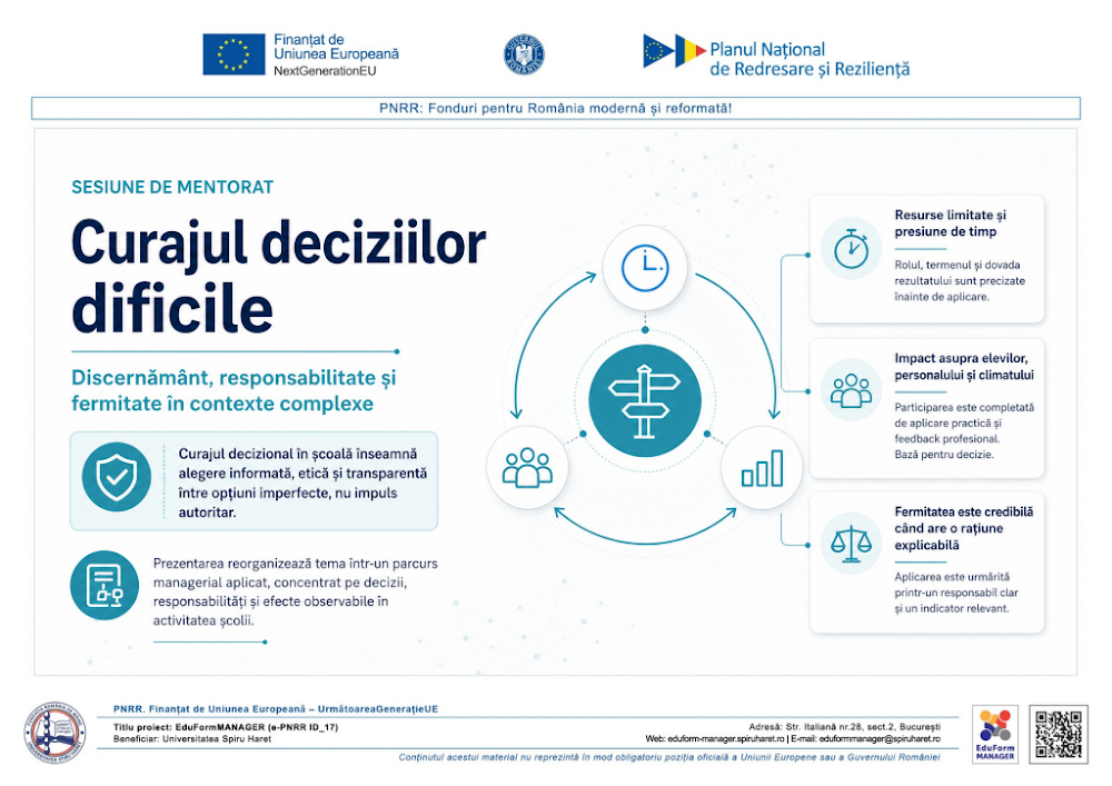 Coperta ghidului Curajul deciziilor dificile – Dezvoltarea competențelor de luare a deciziilor în contexte complexe