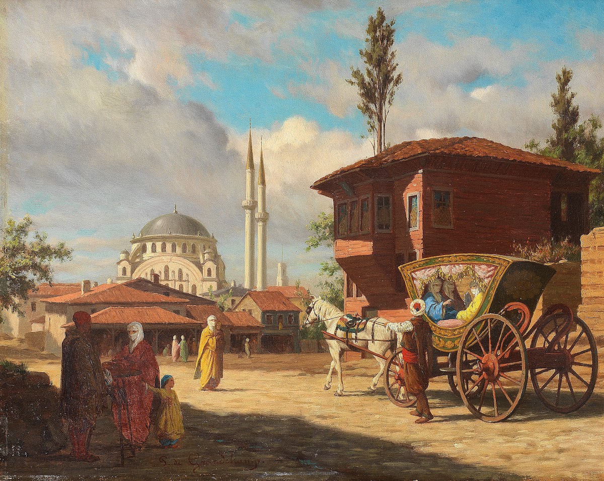 Figures outside the Eyüp Sultan Mosque Istanbul