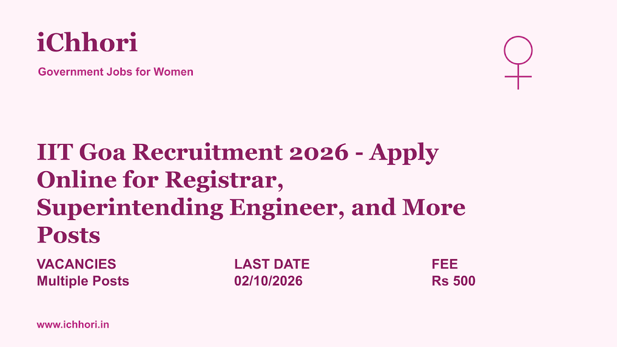 IIT Goa Recruitment 2026 - Apply Online for Registrar, Superintending Engineer, and More Posts - iChhori