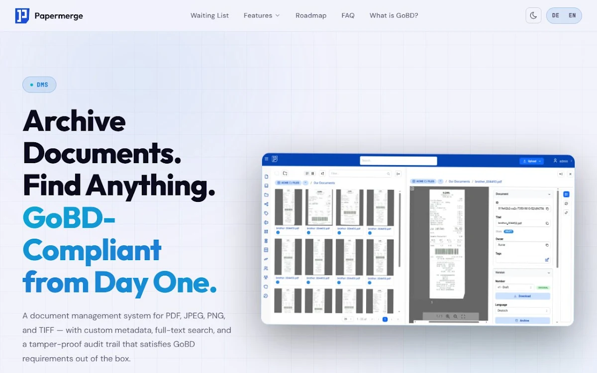 Captura de papermerge.com