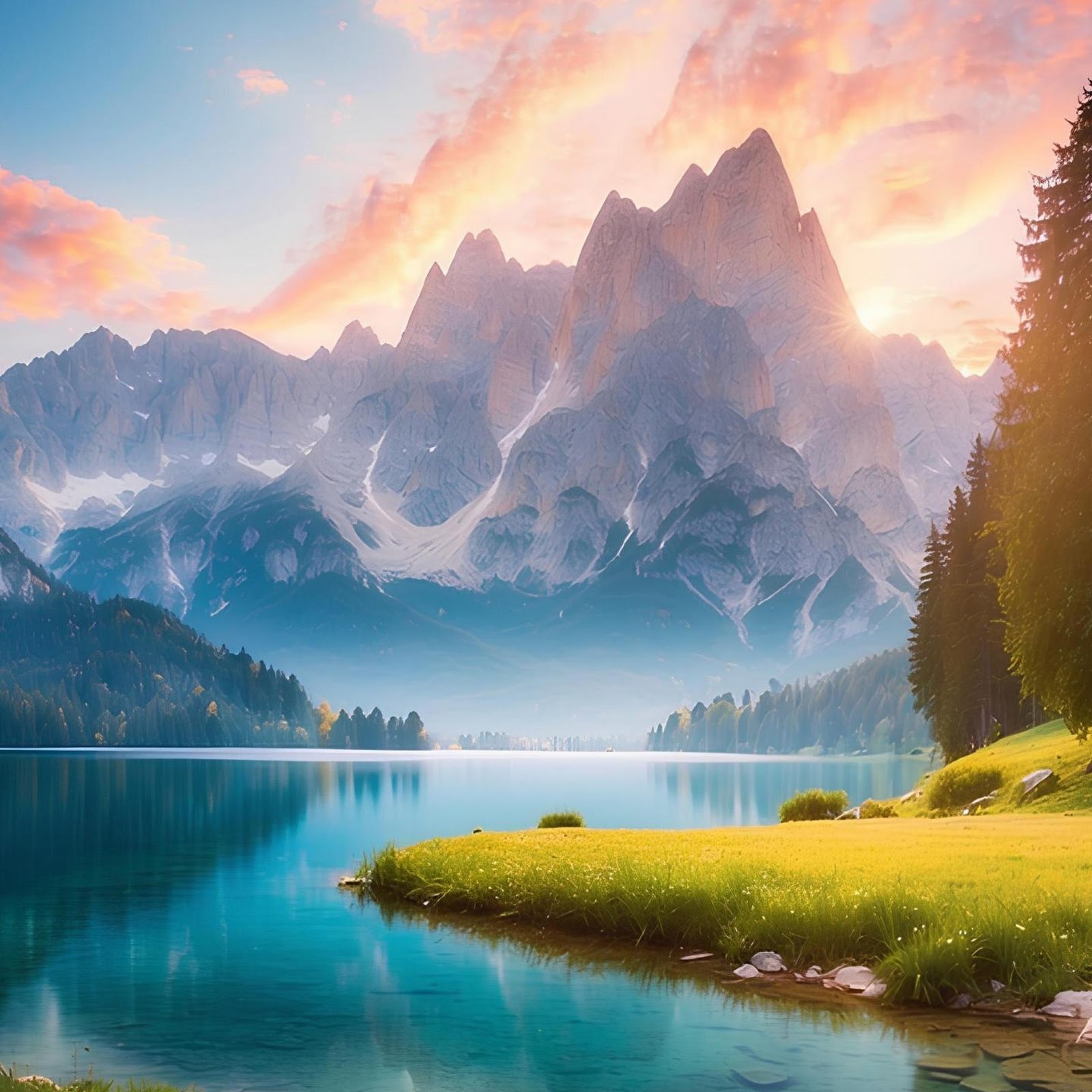 Download Majestic Mountain Lake Reflection 2K iPhone