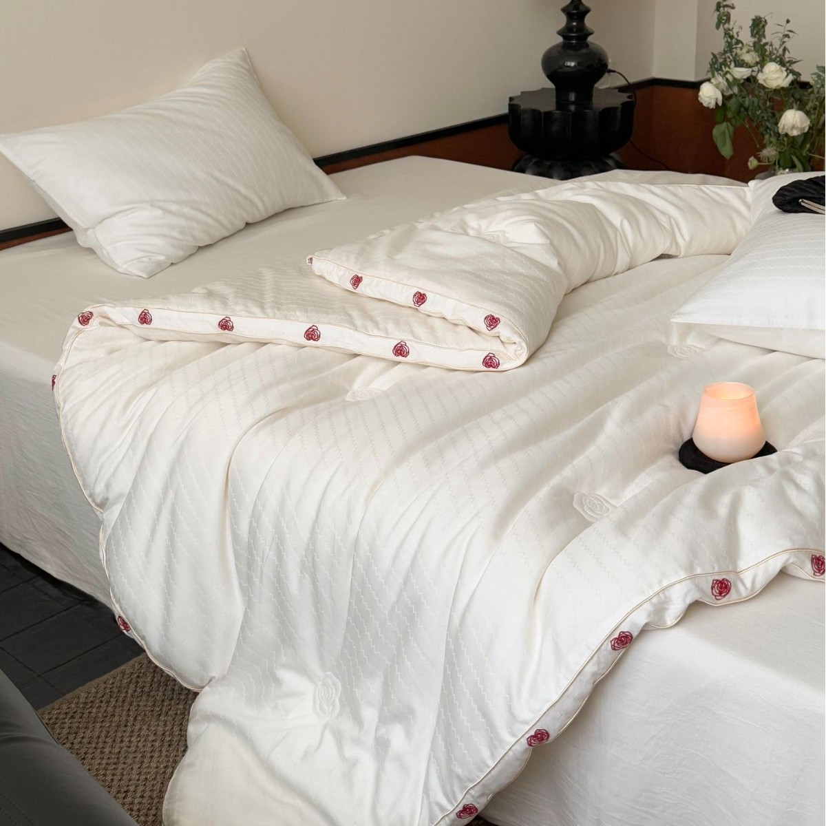 Baumwoll-Steppbett mit Sojafaser, Frühling bis Winter