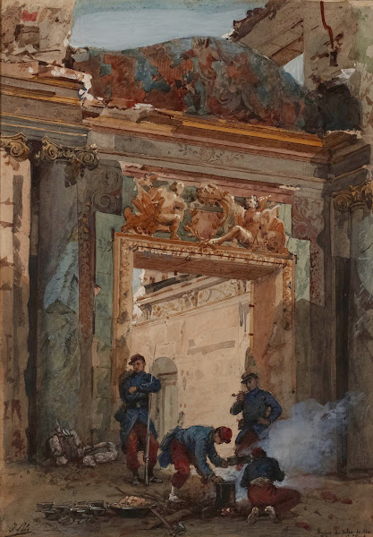Ruines du salon de Mars au palais de Saint Cloud en 1871 1871