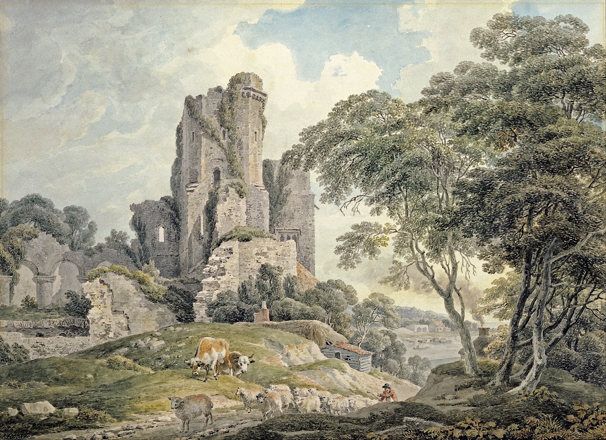 A view of a ruined castle circa 1798
