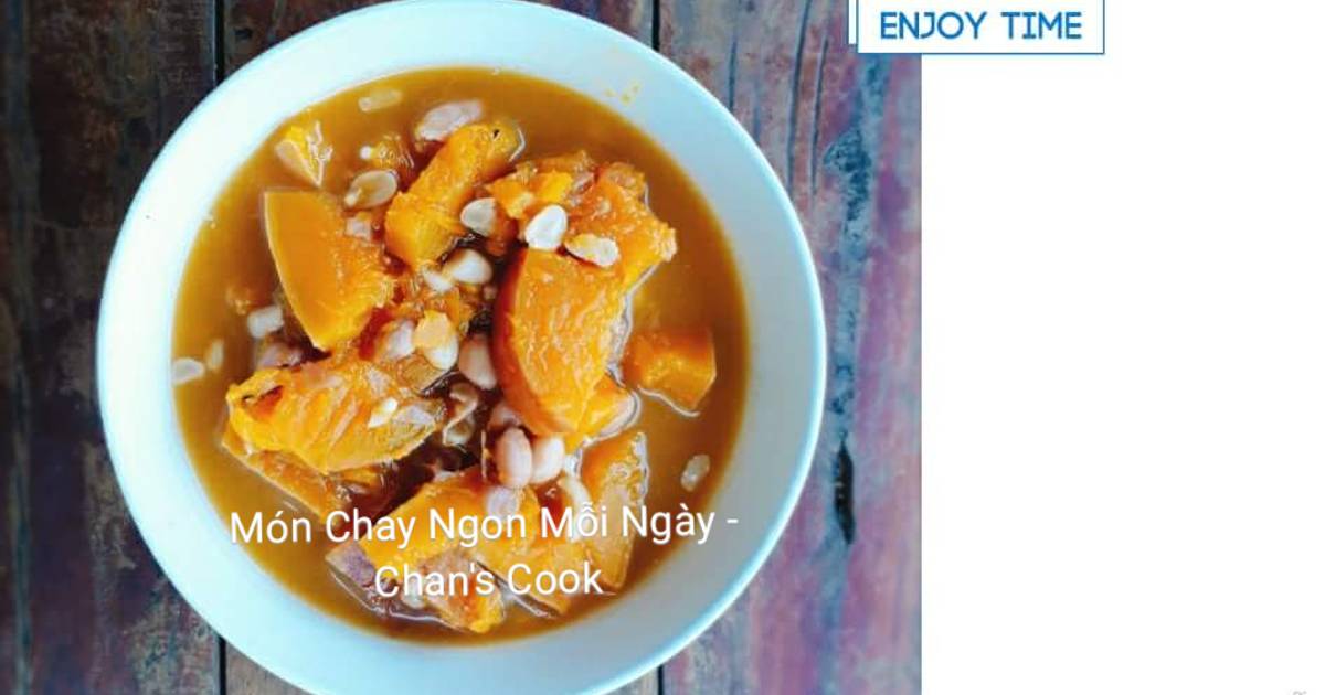 Canh bí đỏ đậu phộng chay