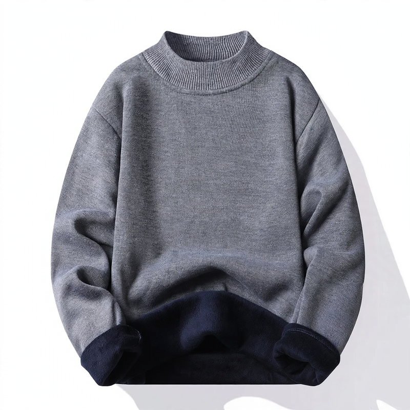 Men's pullover with stand-up collar, lined, loose