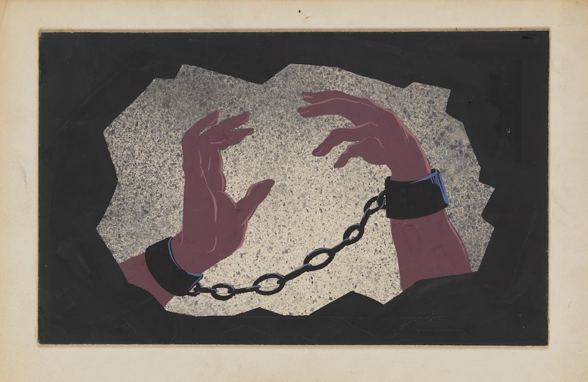 Created Equal Sketch no 21 Stereopticon Background Hands in Manacles 1934 1943
